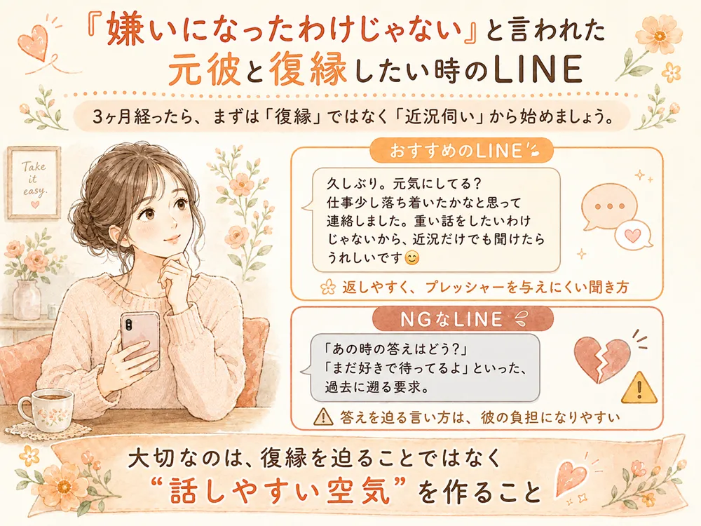 「嫌いになったわけじゃない」と言われた元彼と復縁したい時のLINE