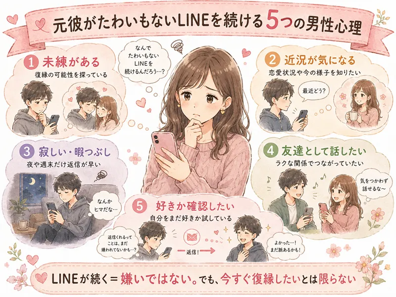 元彼がたわいもないLINEを続ける5つの男性心理