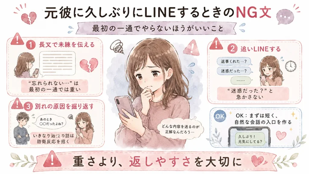 元彼に久しぶりにLINEするときのNG文と避けたい送り方
