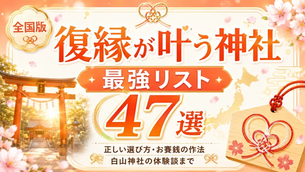 復縁が叶う神社最強リスト47選【全国版】正しい選び方・お賽銭の作法から白山神社の体験談まで