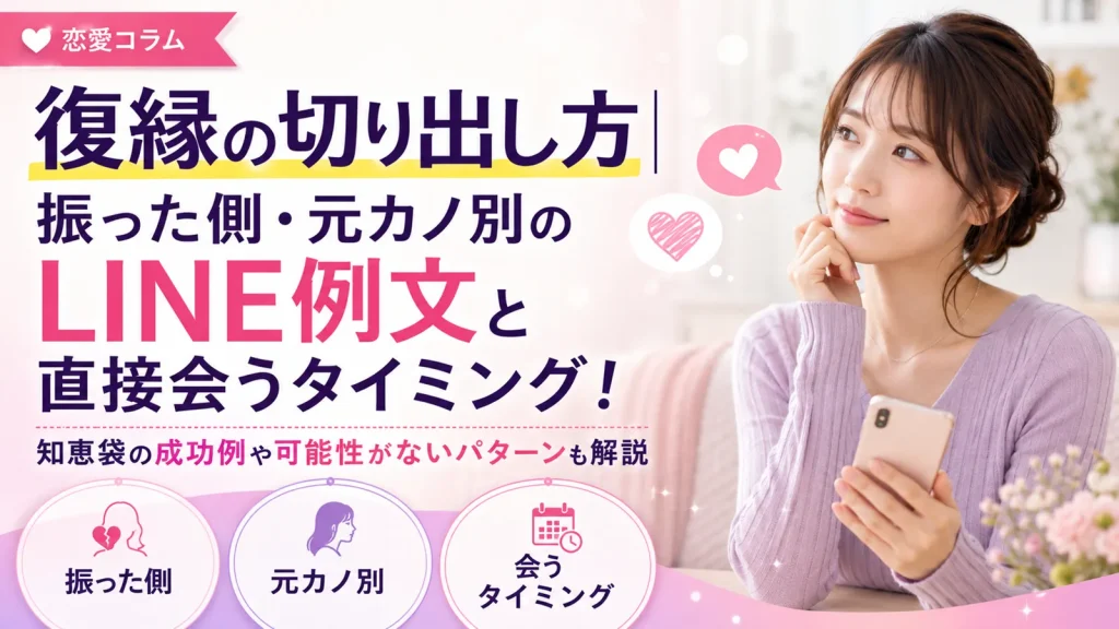 復縁の切り出し方｜振った側・元カノ別のLINE例文と直接会うタイミング！知恵袋の成功例や可能性がないパターンも解説