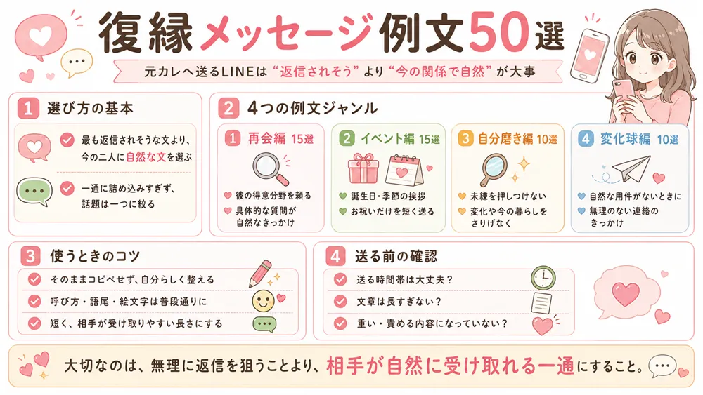 復縁メッセージ例文50選｜復縁LINEを元カレへ送る完全保存版