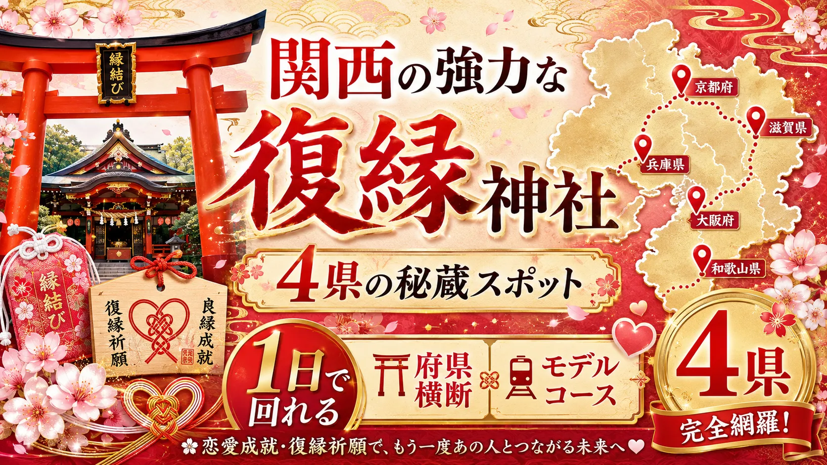 関西の強力な復縁神社｜1日で回れる府県横断モデルコースと4県の秘蔵スポット